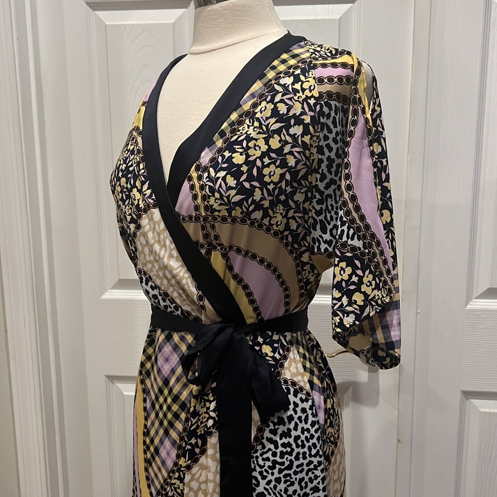 New York & Company Cold Shoulder Faux Wrap Maxi Dress